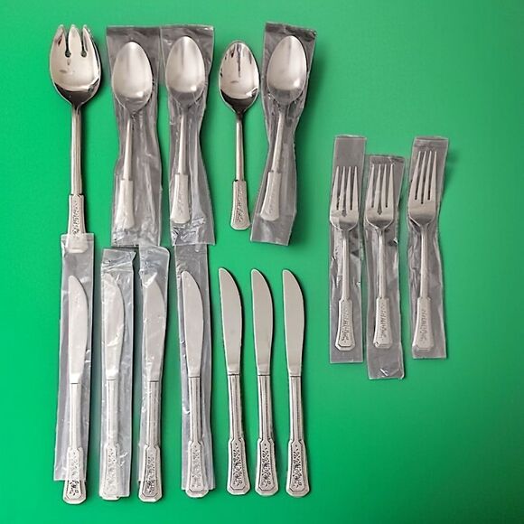 Rogers Co LANDSCAPE Flatware Stainless Steel 15 Pc Lot Korea Vintage Mixed MCM - Picture 1 of 15